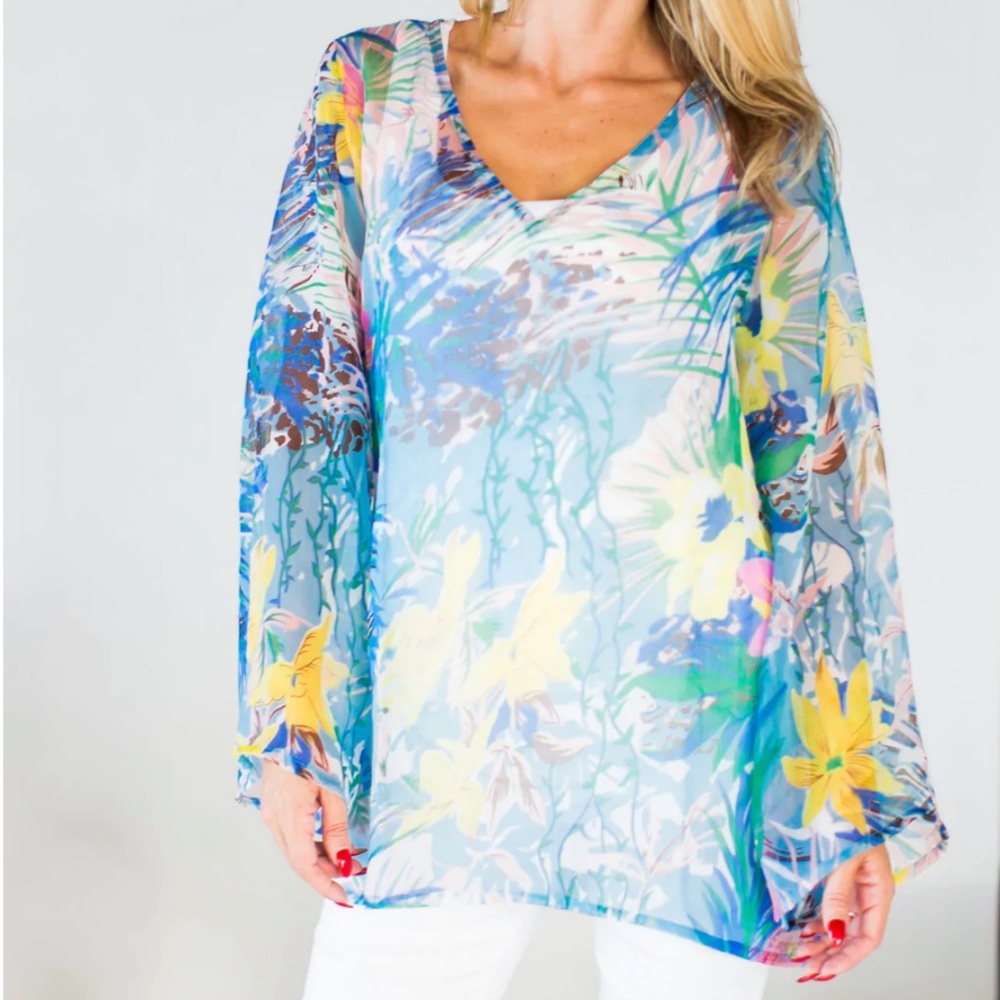 Jean Pierre Klifa Paris TAJ Tunic in Indira Blue NWT [G7]